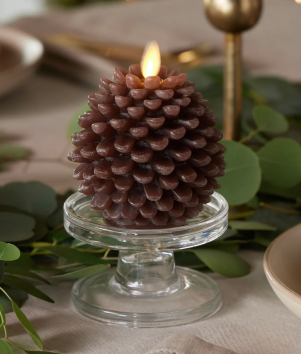 flameless pinecone candle